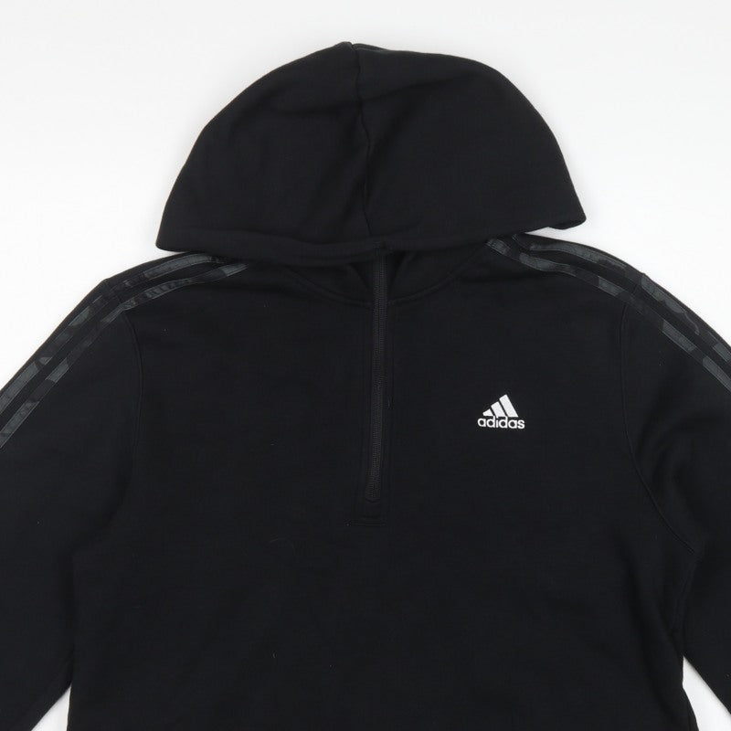 Adidas Women’s Black L 1/4 Zip Hooded Fleece Pullover Hoodie