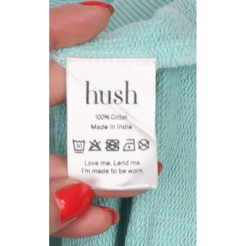 Hush Women’s Mint Green S Pullover Sweatshirt Raglan Stripe Cotton