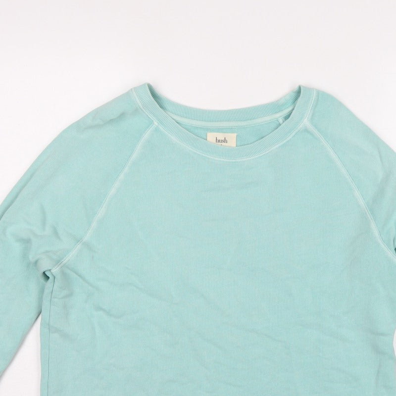 Hush Women’s Mint Green S Pullover Sweatshirt Raglan Stripe Cotton