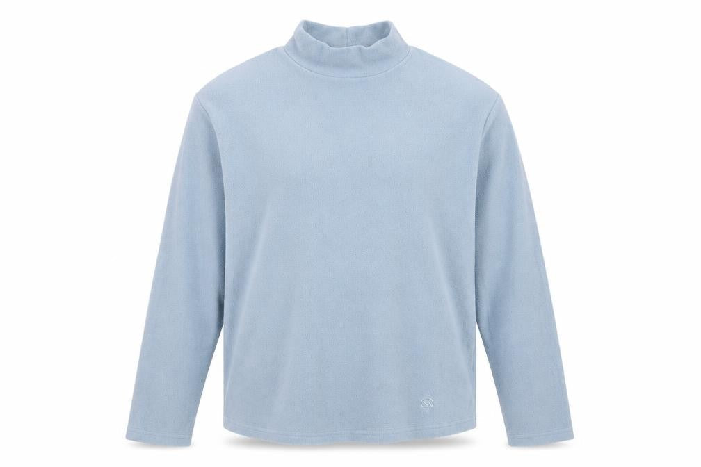 Hawkshead Snow Men's Blue L Mock Neck Stretch Fleece Pullover Sweatshirt