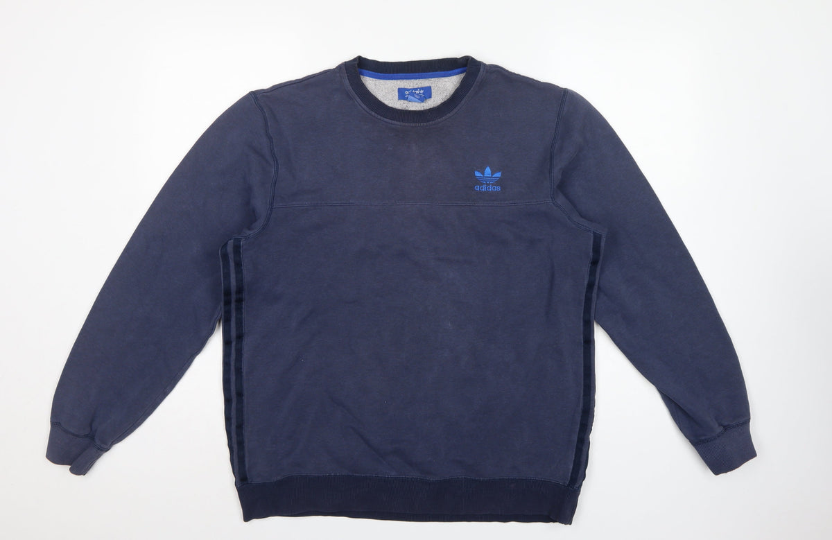 Adidas Originals Men’s Navy L Pullover Crew Neck Logo Sweatshirt