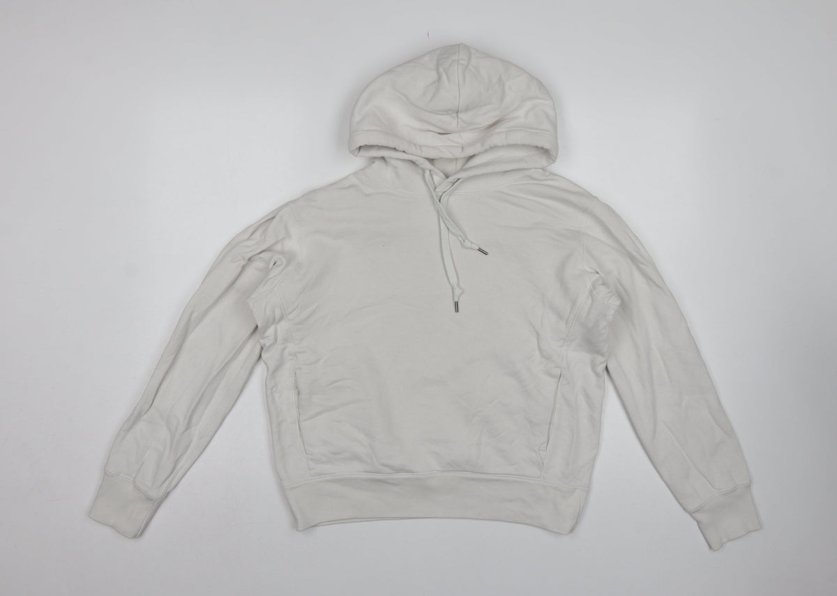 Uniqlo Women White S Pullover Hoodie Cotton Hooded Drawstring Pockets