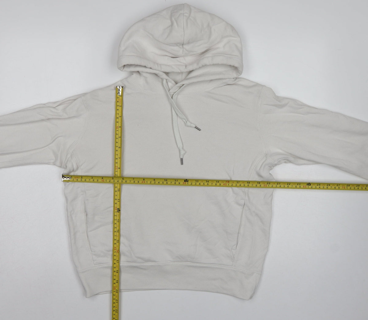 Uniqlo Women White S Pullover Hoodie Cotton Hooded Drawstring Pockets