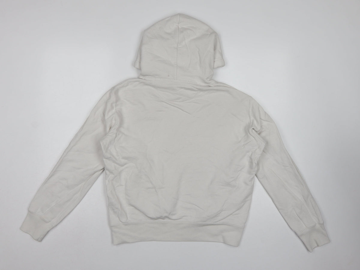 Uniqlo Women White S Pullover Hoodie Cotton Hooded Drawstring Pockets