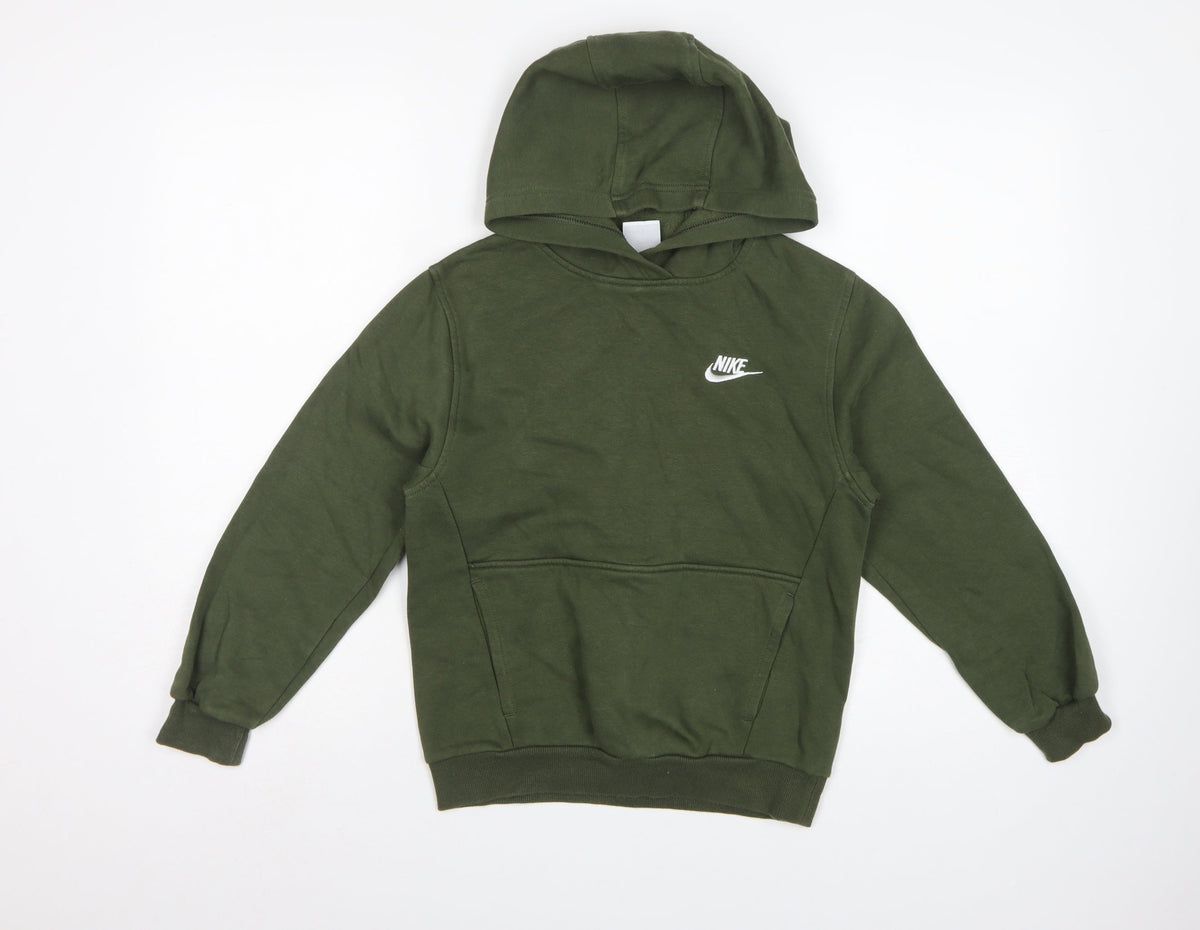 Nike Boys Green M 10-11 Years Pullover Hoodie Logo Pocket