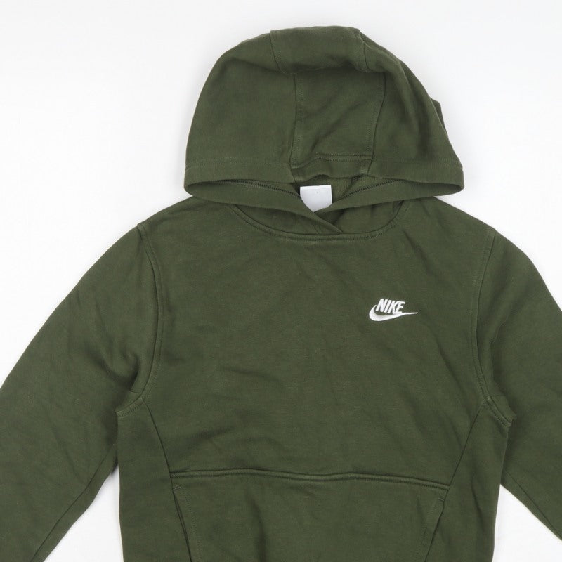 Nike Boys Green M 10-11 Years Pullover Hoodie Logo Pocket