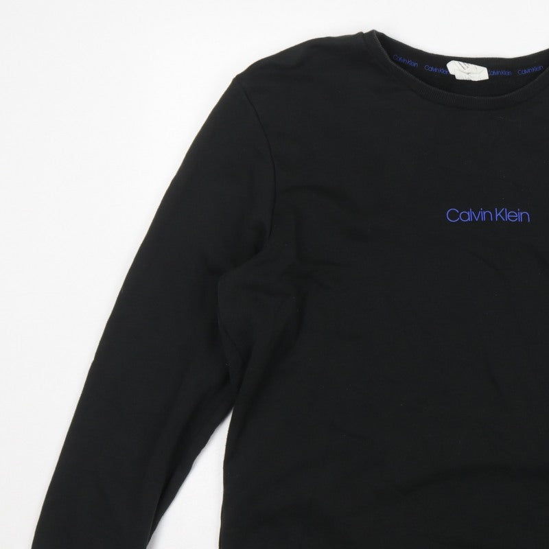 Calvin Klein Men’s Black XL Crew Neck Logo Pullover Sweatshirt