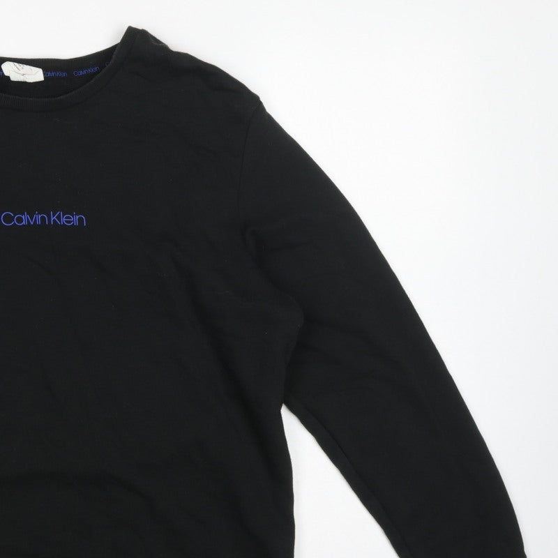 Calvin Klein Men’s Black XL Crew Neck Logo Pullover Sweatshirt