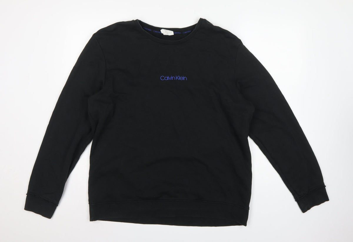 Calvin Klein Men’s Black XL Crew Neck Logo Pullover Sweatshirt
