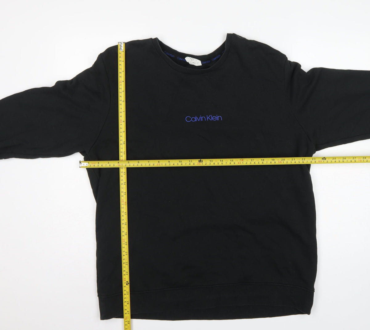 Calvin Klein Men’s Black XL Crew Neck Logo Pullover Sweatshirt