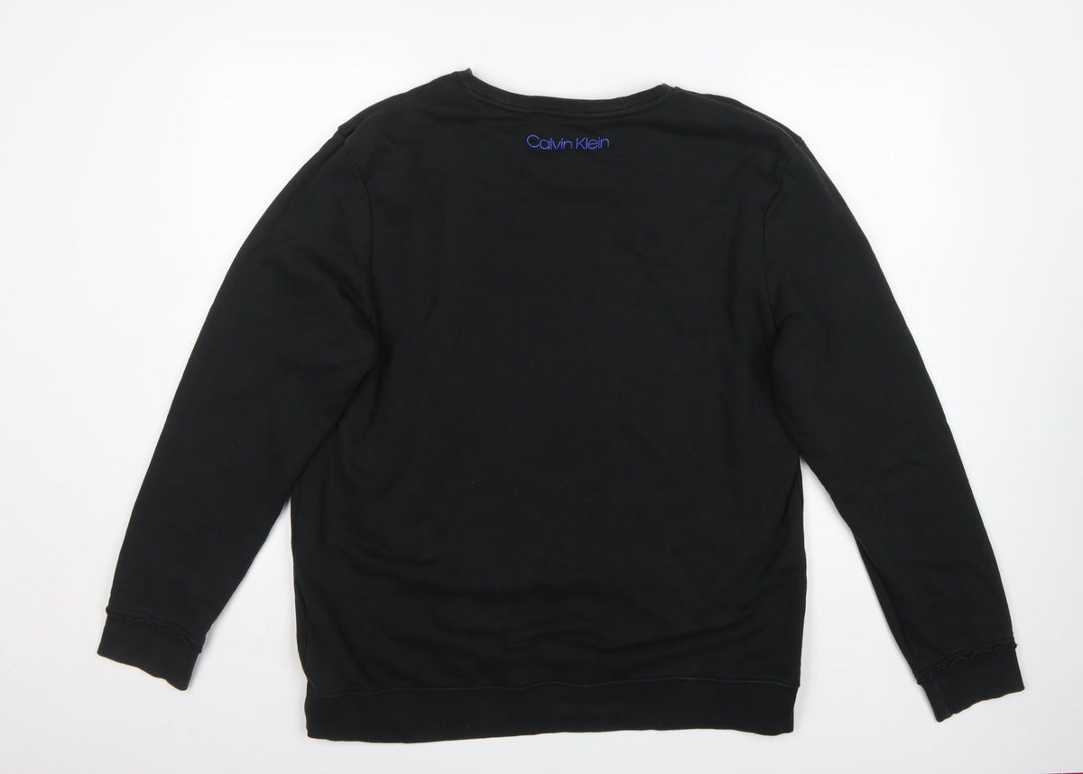 Calvin Klein Men’s Black XL Crew Neck Logo Pullover Sweatshirt