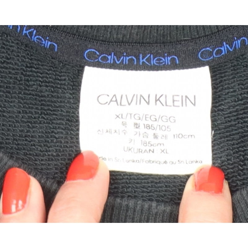 Calvin Klein Men’s Black XL Crew Neck Logo Pullover Sweatshirt