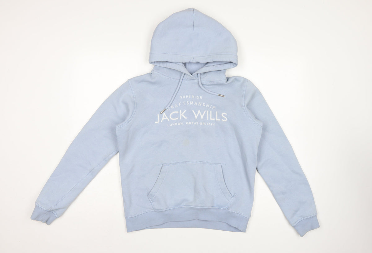 Jack Wills Women Blue UK 6 Pullover Hoodie Logo Fleece
