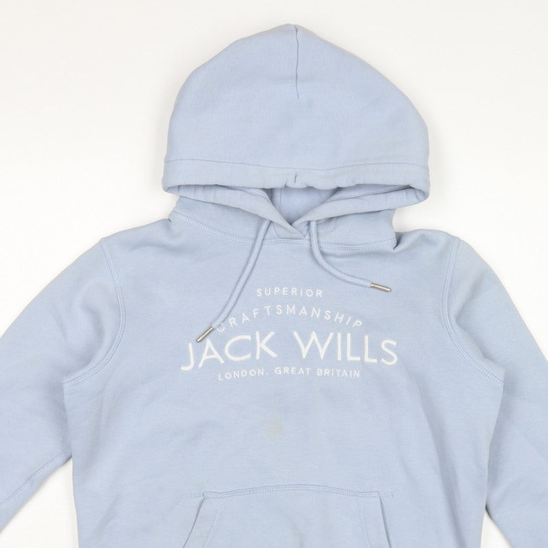 Jack Wills Women Blue UK 6 Pullover Hoodie Logo Fleece