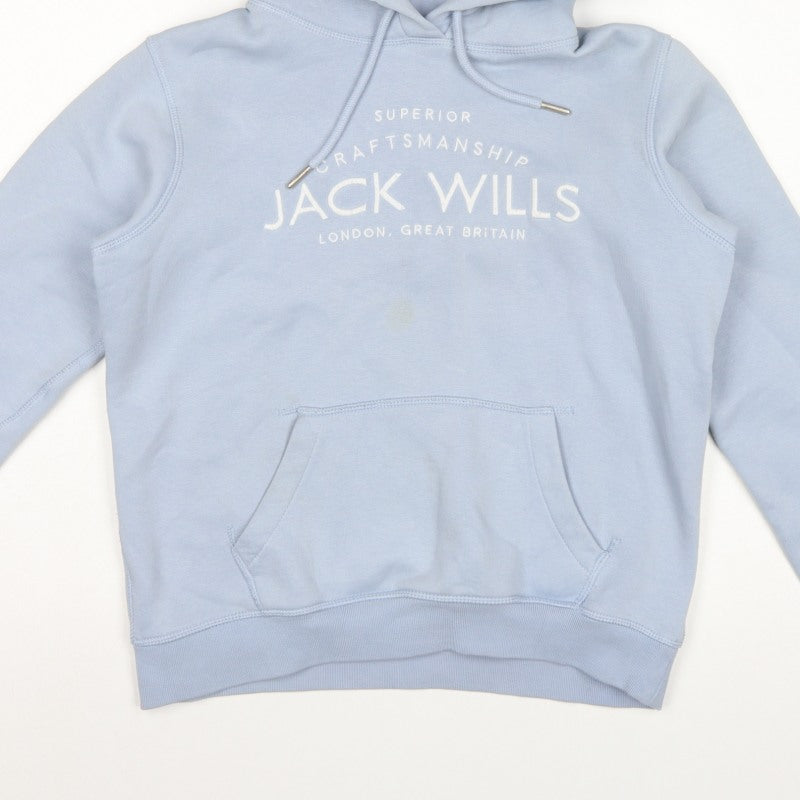 Jack Wills Women Blue UK 6 Pullover Hoodie Logo Fleece
