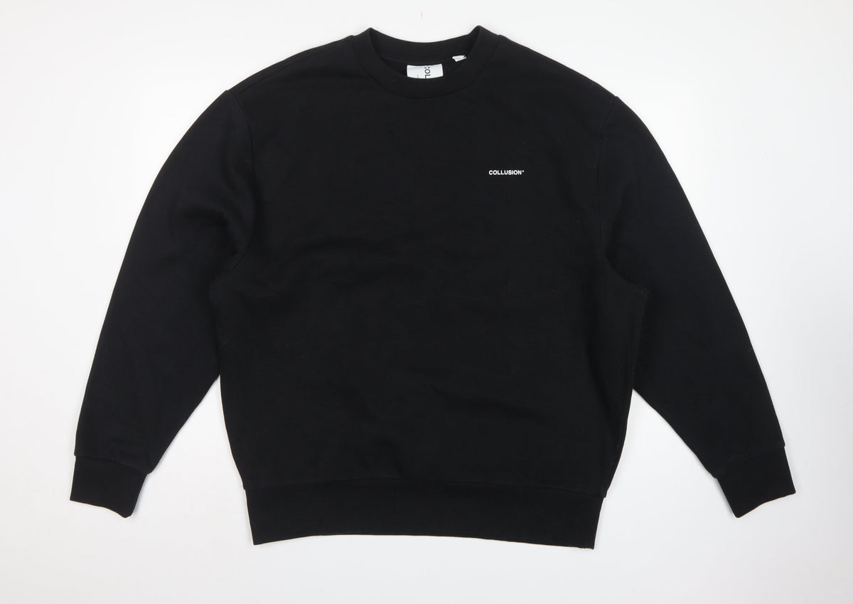 COLLUSION Men’s Black L Logo Crew Neck Pullover Sweatshirt