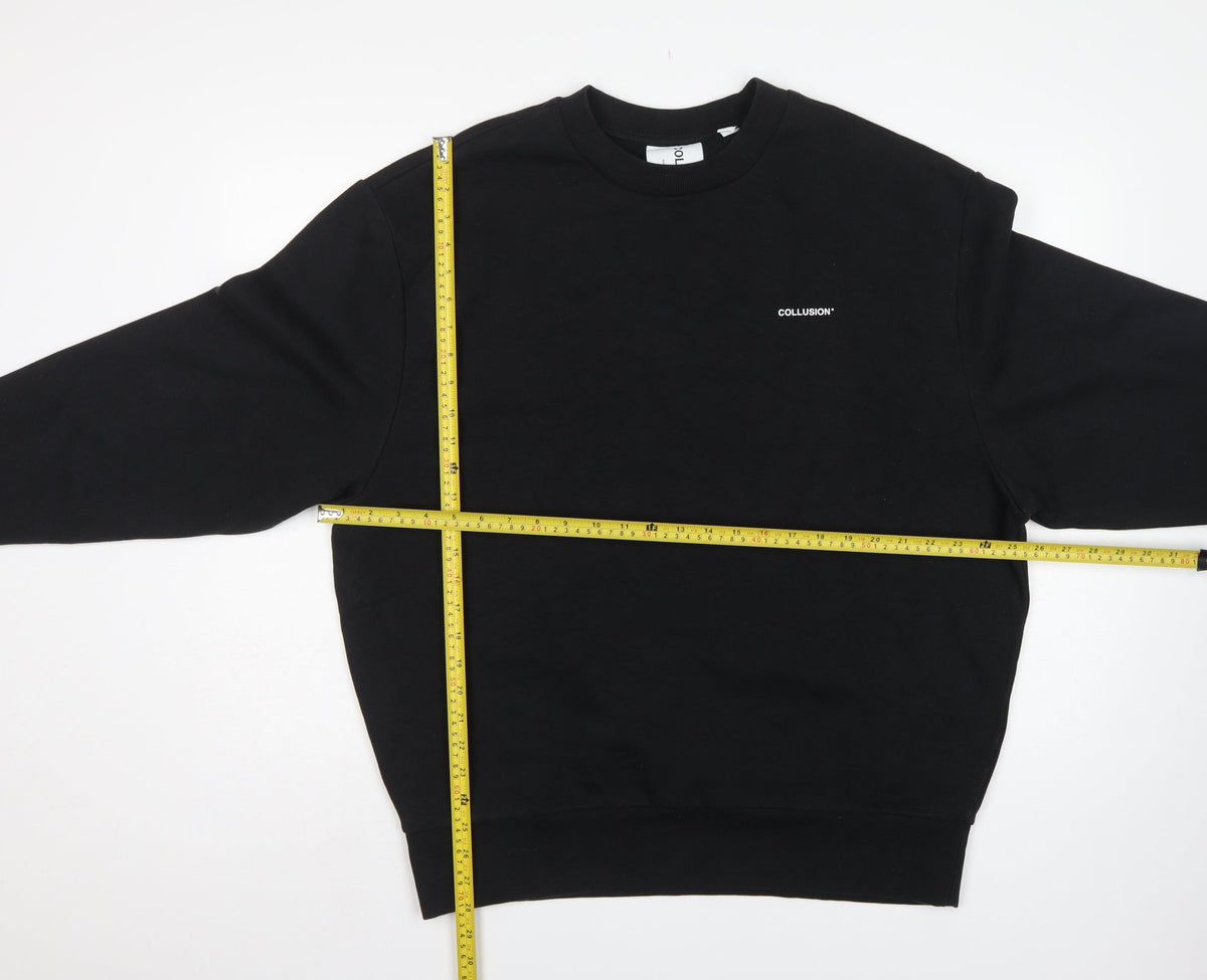 COLLUSION Men’s Black L Logo Crew Neck Pullover Sweatshirt