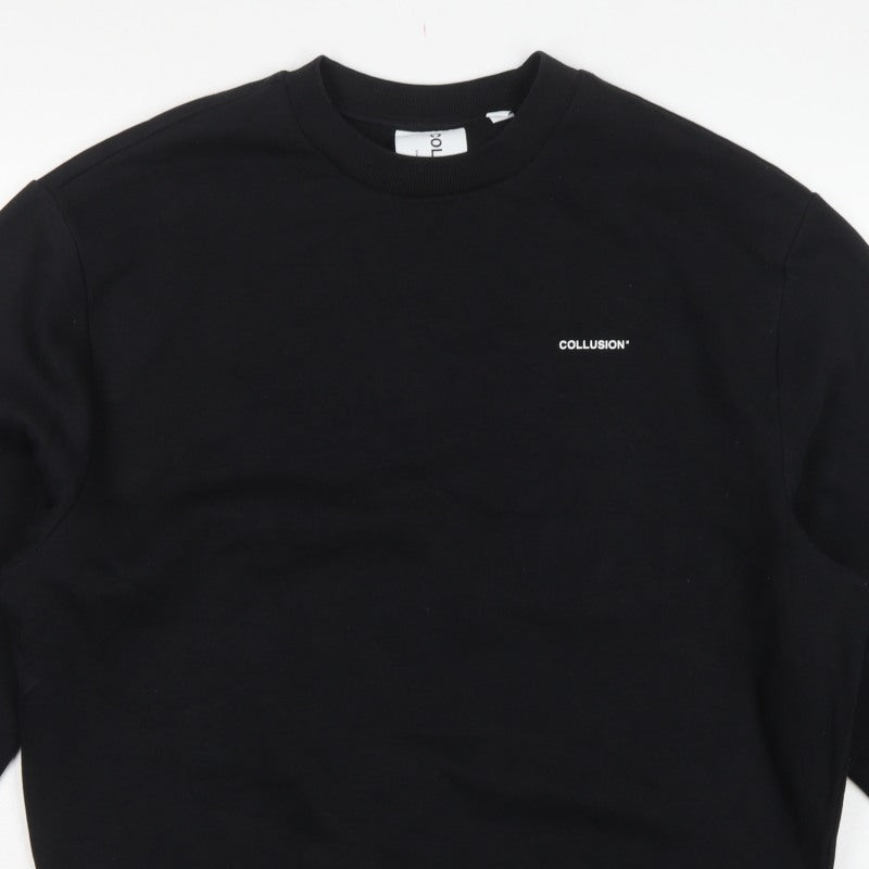 COLLUSION Men’s Black L Logo Crew Neck Pullover Sweatshirt