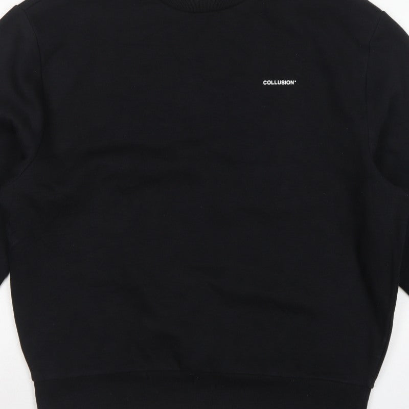 COLLUSION Men’s Black L Logo Crew Neck Pullover Sweatshirt