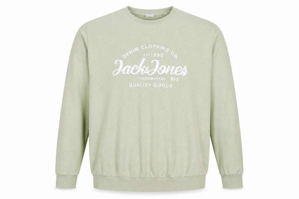 Jack & Jones Men’s Green 2XL Plus Fit Logo Graphic Crew Sweatshirt