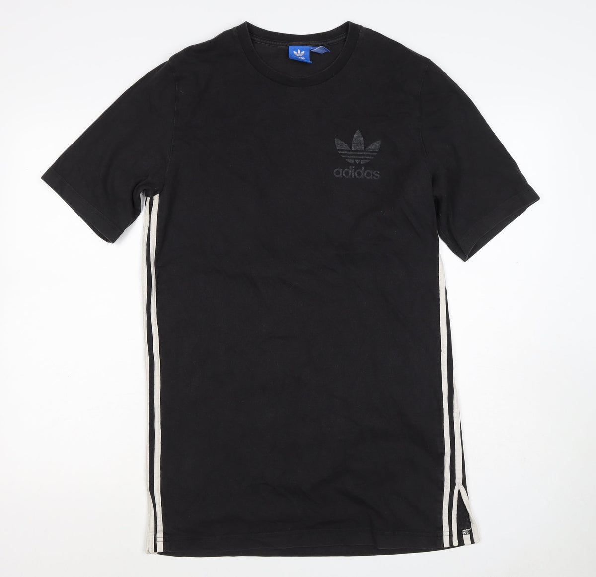 adidas Mens Black M Crew Neck Side Stripe Logo T-Shirt