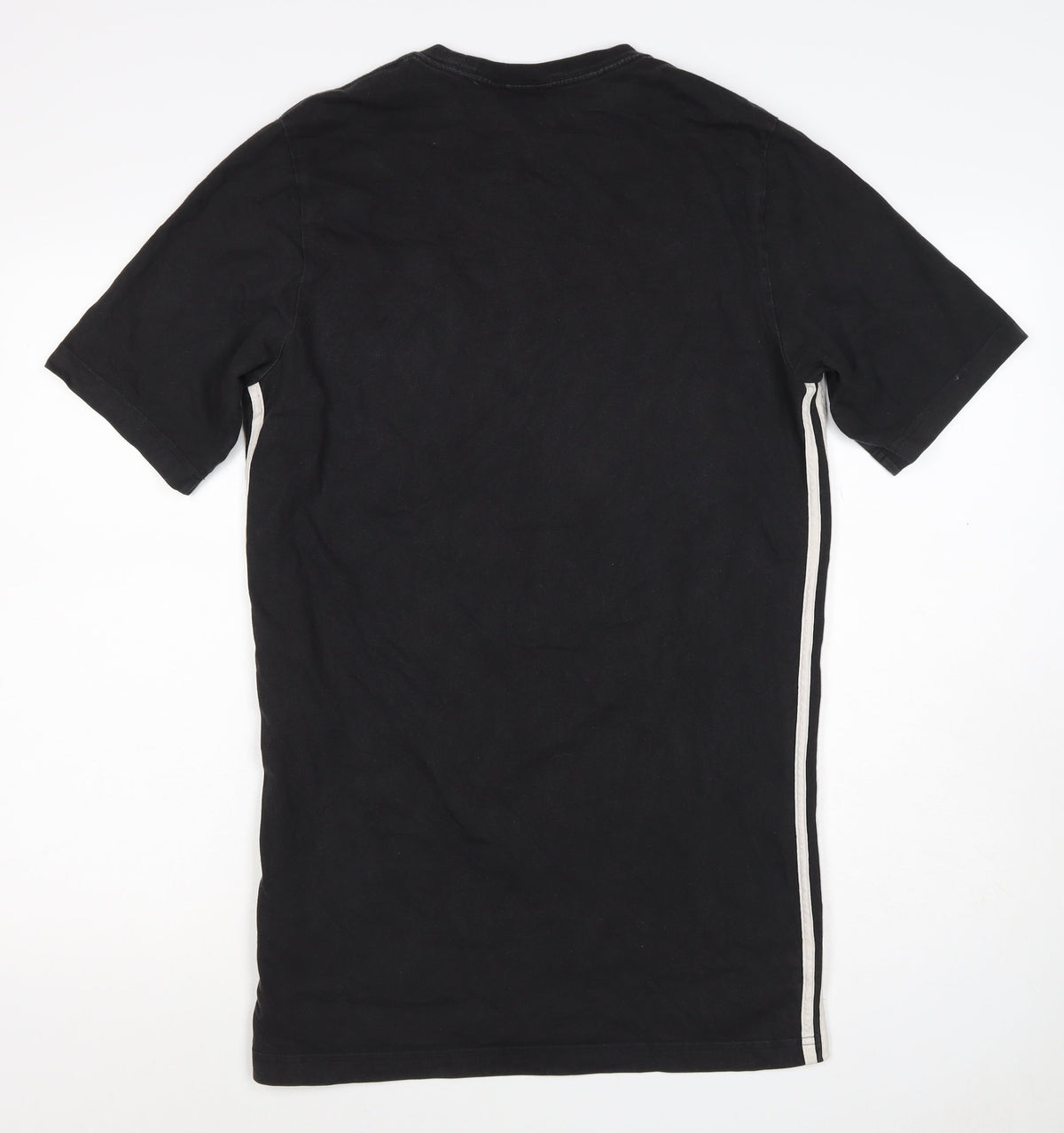 adidas Mens Black M Crew Neck Side Stripe Logo T-Shirt