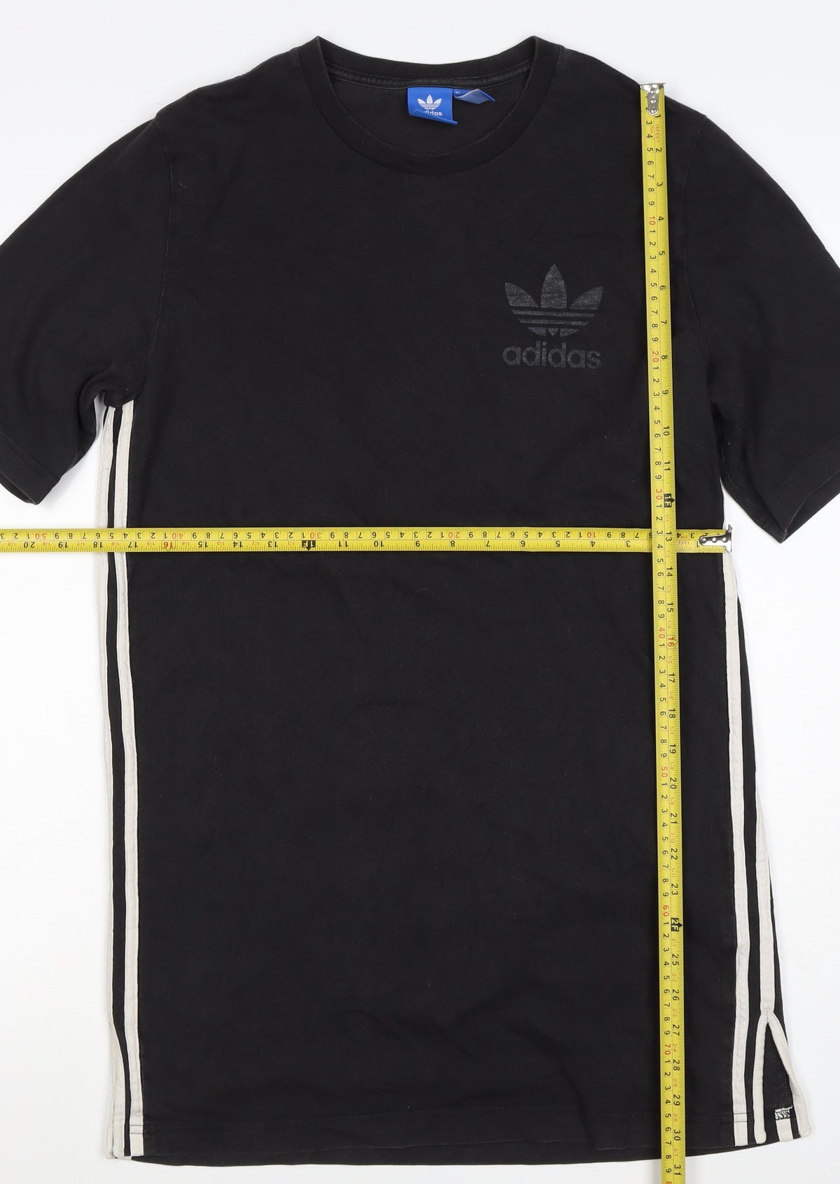 adidas Mens Black M Crew Neck Side Stripe Logo T-Shirt
