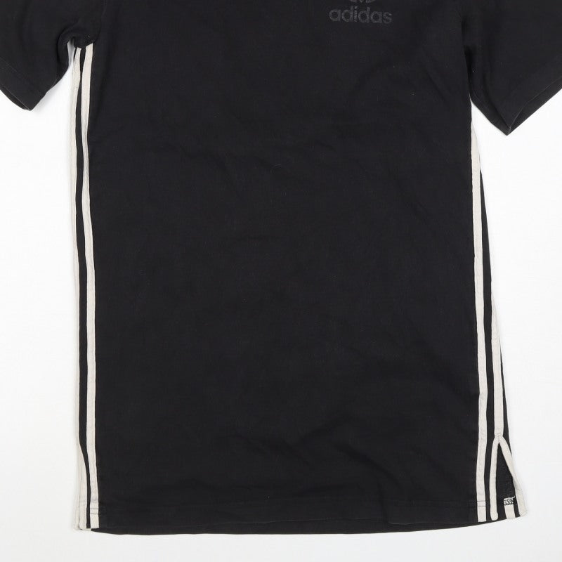 adidas Mens Black M Crew Neck Side Stripe Logo T-Shirt