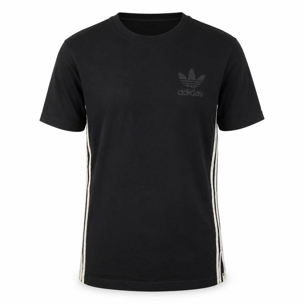 adidas Mens Black M Crew Neck Side Stripe Logo T-Shirt