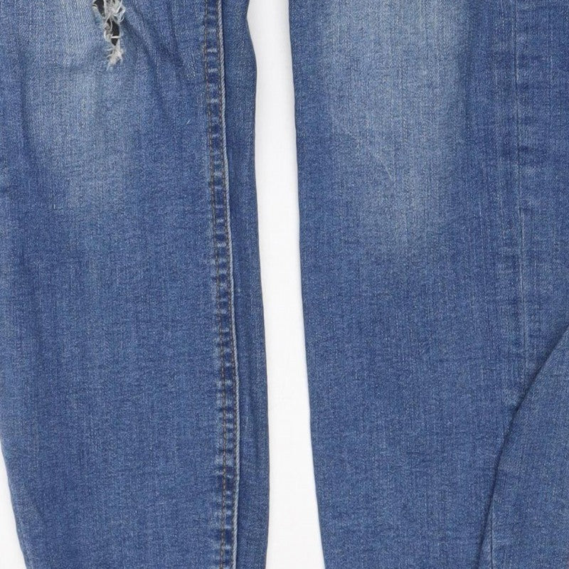 Denim Co. Women’s Blue UK 10 Distressed Skinny Mid Rise Jeans
