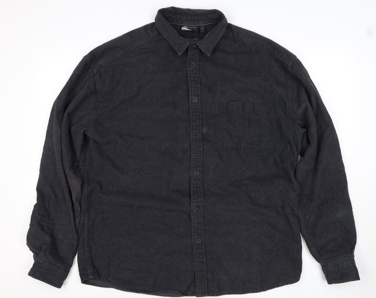 ASOS Design Men’s Black M Corduroy Button-Up Long Sleeve Shirt
