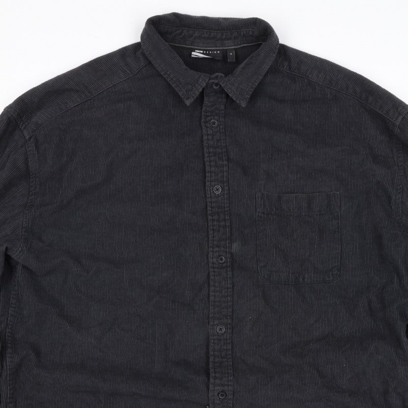 ASOS Design Men’s Black M Corduroy Button-Up Long Sleeve Shirt
