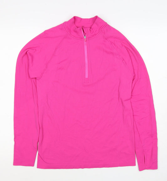 H&M Sport Women Pink M Athletic 1/4 Zip Long Sleeve Top