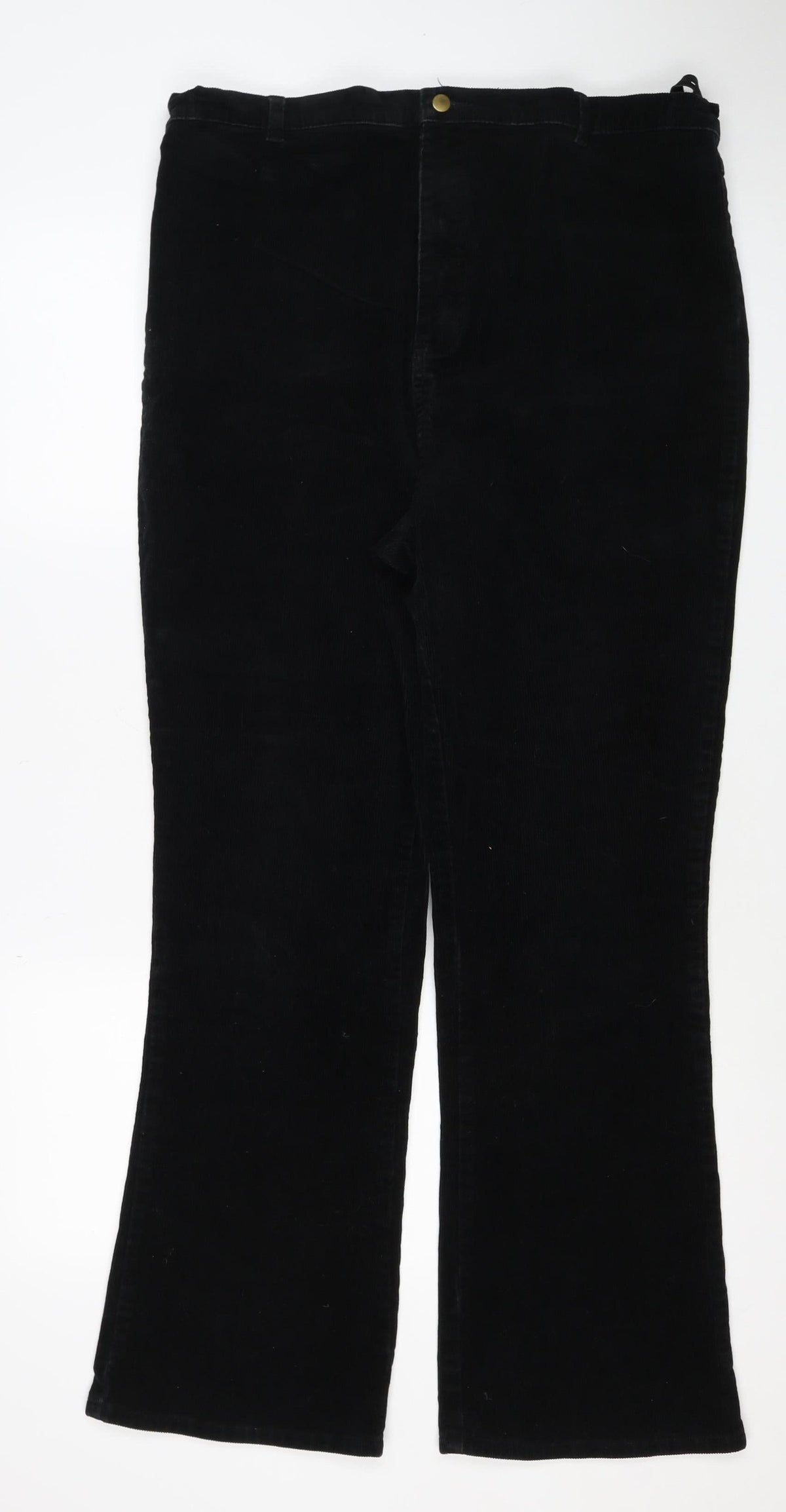Dorothy Perkins Women Black UK 14 Corduroy Bootcut Stretch Trousers