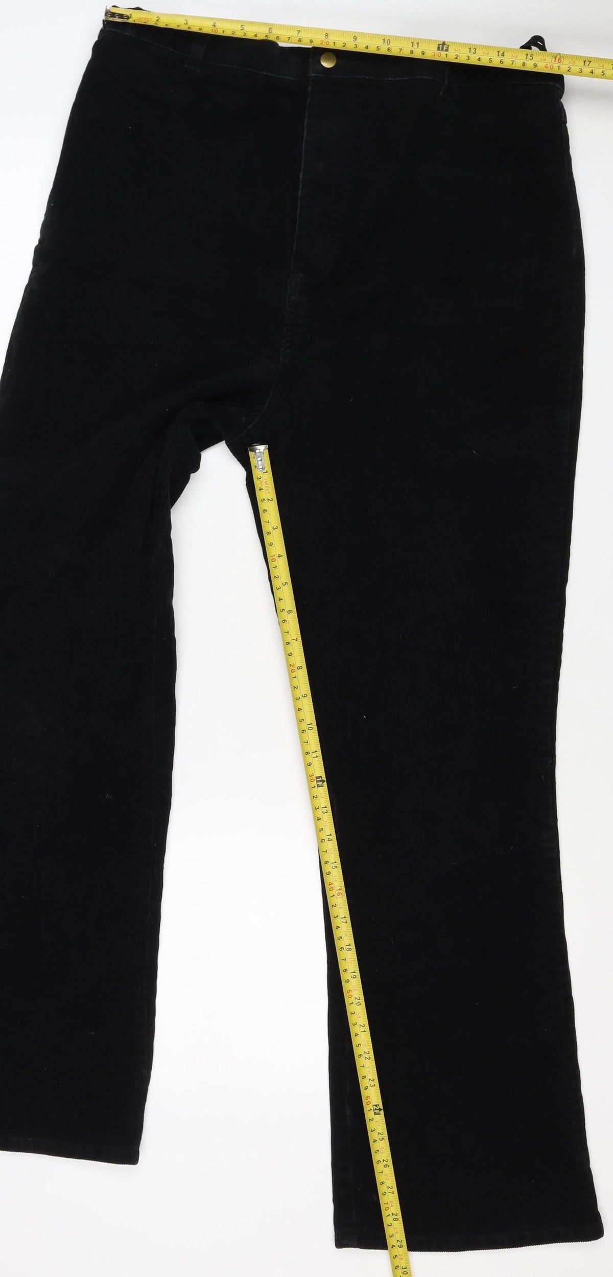 Dorothy Perkins Women Black UK 14 Corduroy Bootcut Stretch Trousers
