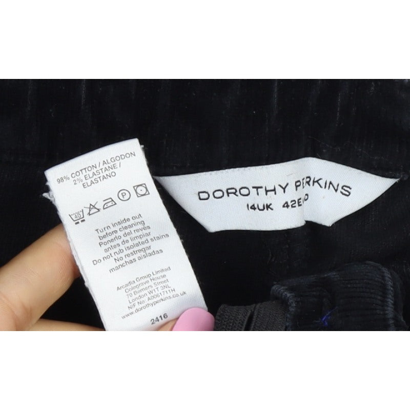 Dorothy Perkins Women Black UK 14 Corduroy Bootcut Stretch Trousers