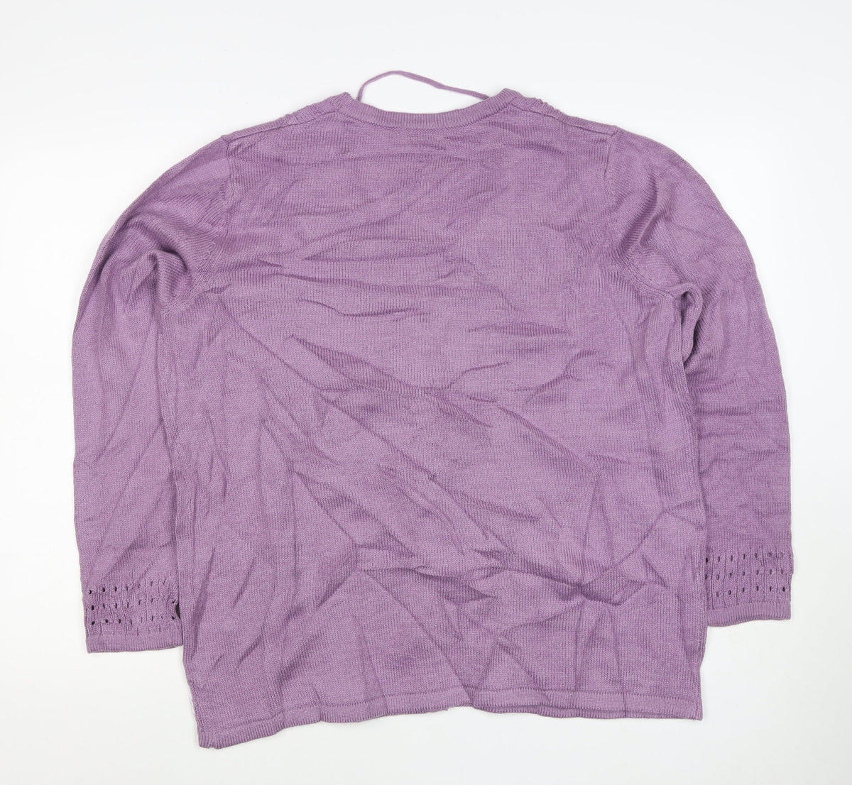 Damart Women Purple UK 20 V-Neck Button 3/4 Sleeve Cardigan