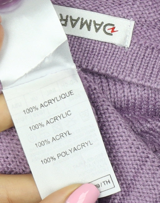 Damart Women Purple UK 20 V-Neck Button 3/4 Sleeve Cardigan