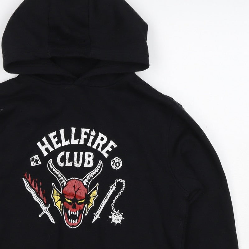 Stranger Things Boys Black 6-8 Years Hellfire Club Pullover Hoodie
