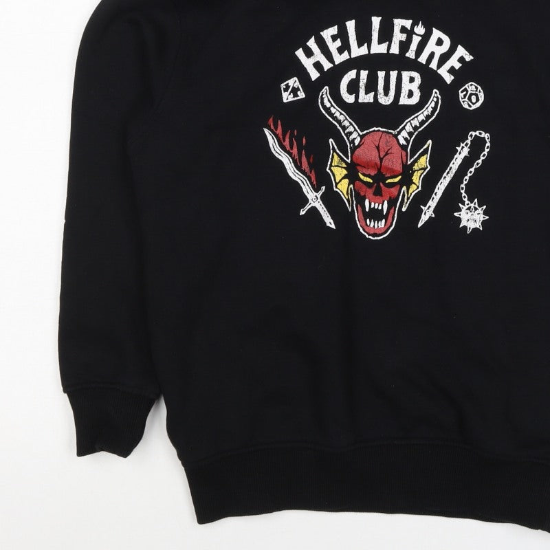 Stranger Things Boys Black 6-8 Years Hellfire Club Pullover Hoodie