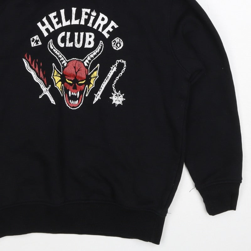 Stranger Things Boys Black 6-8 Years Hellfire Club Pullover Hoodie