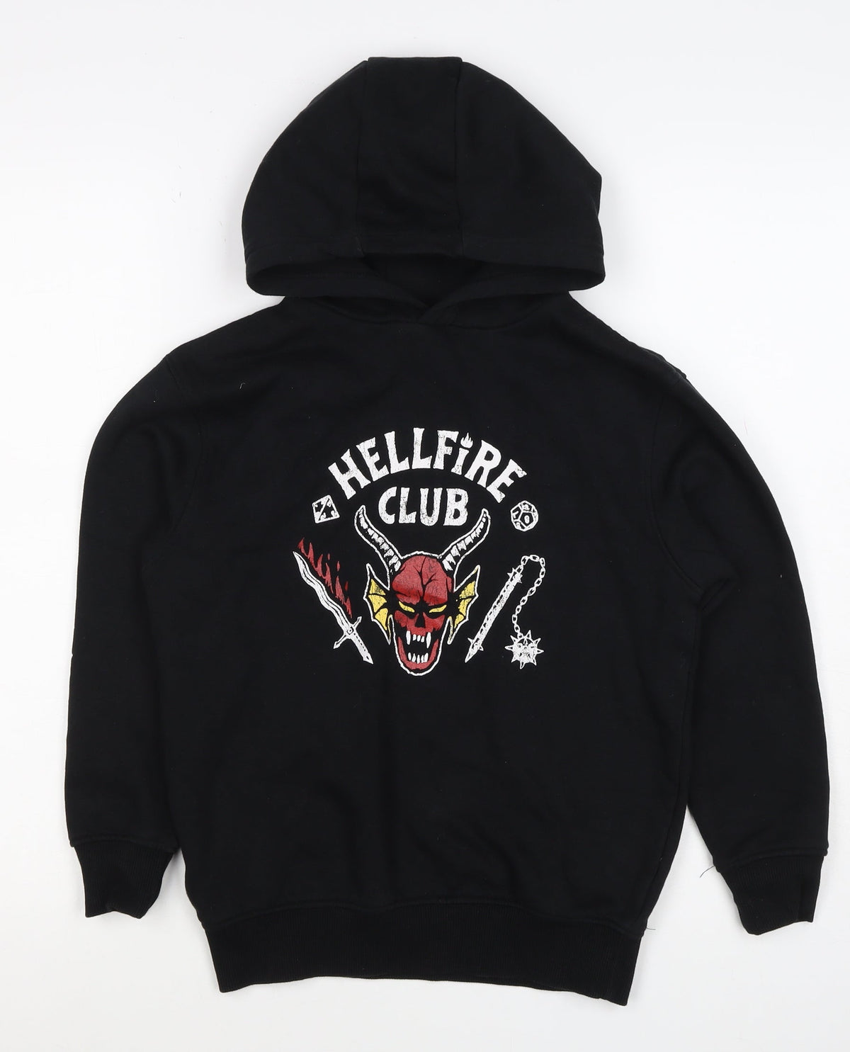Stranger Things Boys Black 6-8 Years Hellfire Club Pullover Hoodie