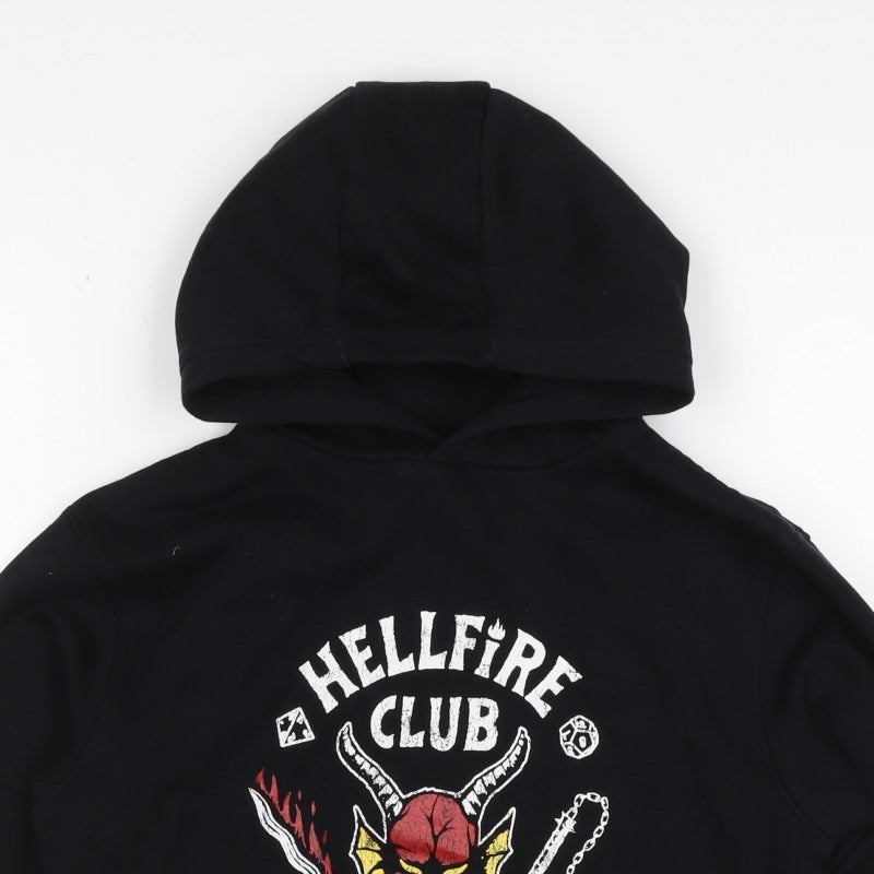 Stranger Things Boys Black 6-8 Years Hellfire Club Pullover Hoodie