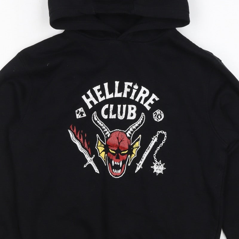 Stranger Things Boys Black 6-8 Years Hellfire Club Pullover Hoodie