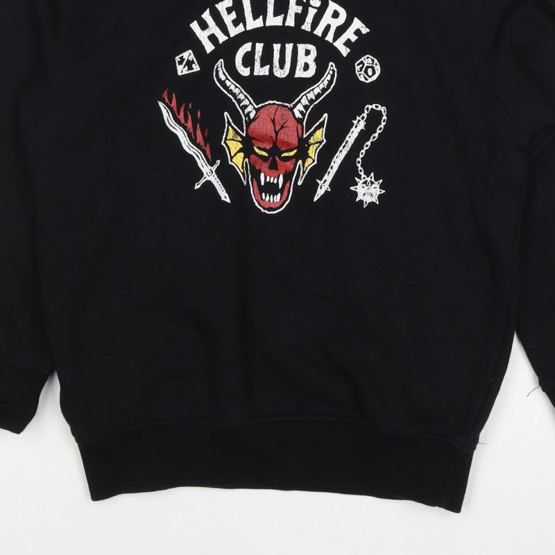Stranger Things Boys Black 6-8 Years Hellfire Club Pullover Hoodie