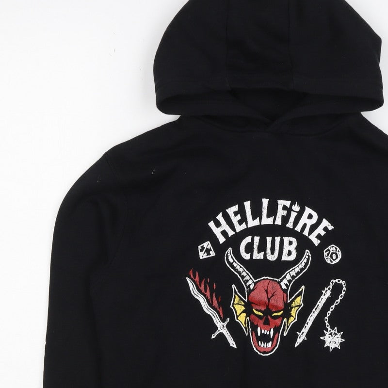 Stranger Things Boys Black 6-8 Years Hellfire Club Pullover Hoodie