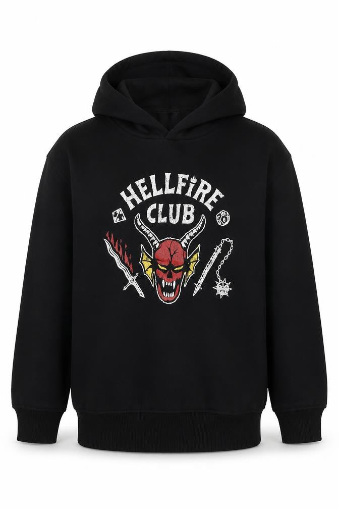 Stranger Things Boys Black 6-8 Years Hellfire Club Pullover Hoodie