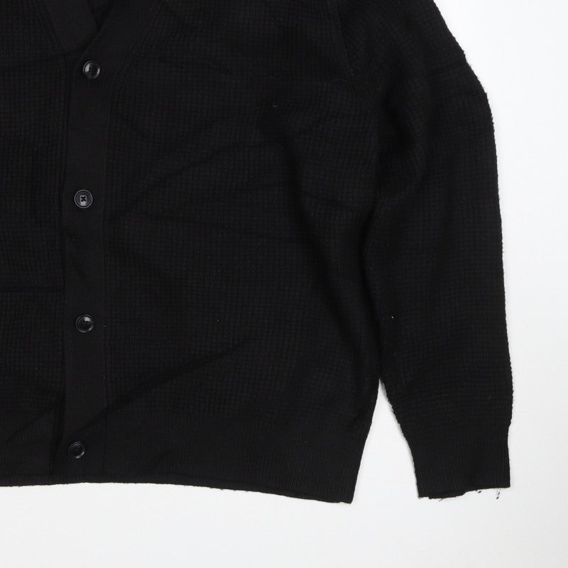 Marks and Spencer Women’s Black L Shawl Collar Waffle Knit Cardigan