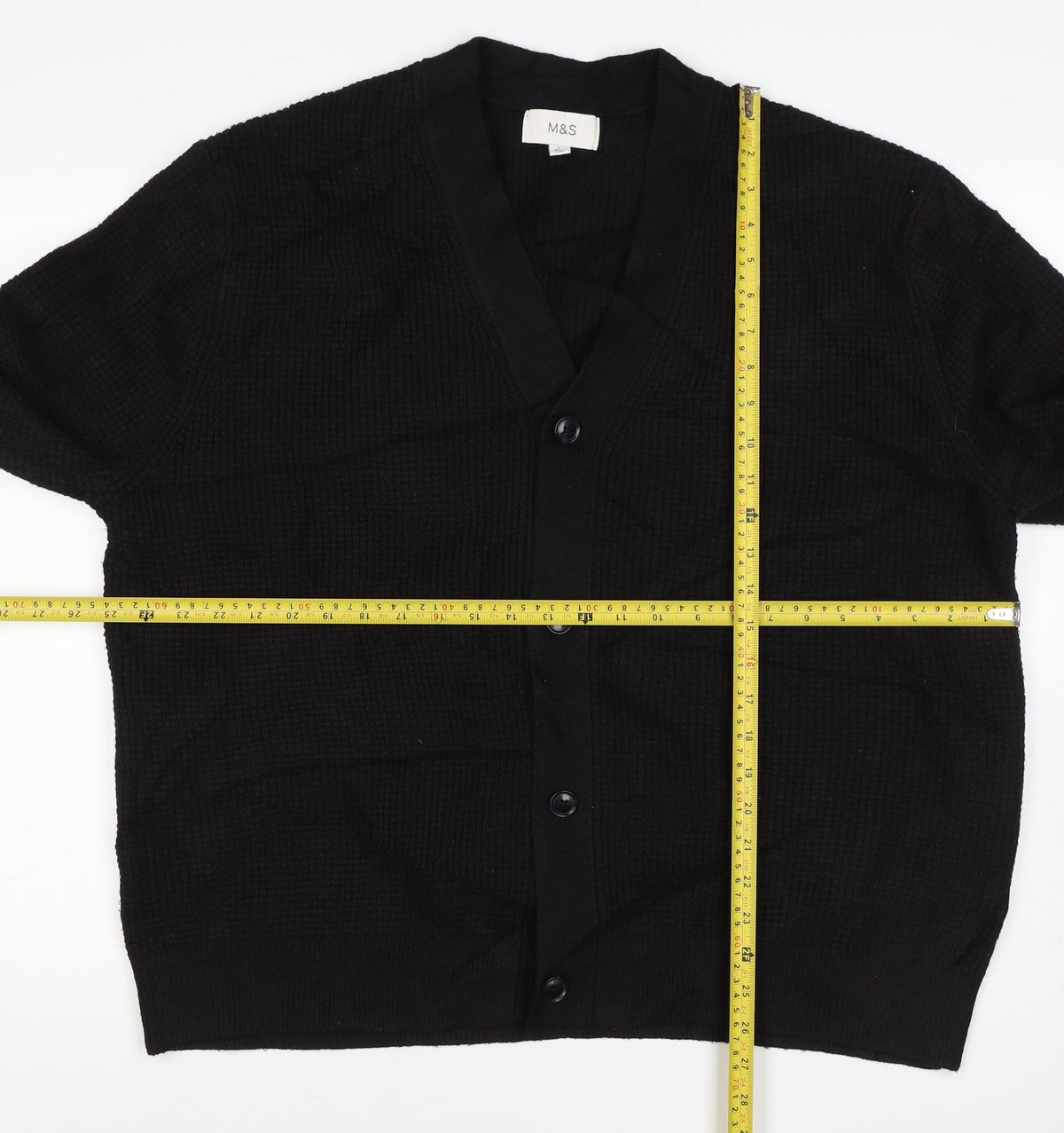 Marks and Spencer Women’s Black L Shawl Collar Waffle Knit Cardigan