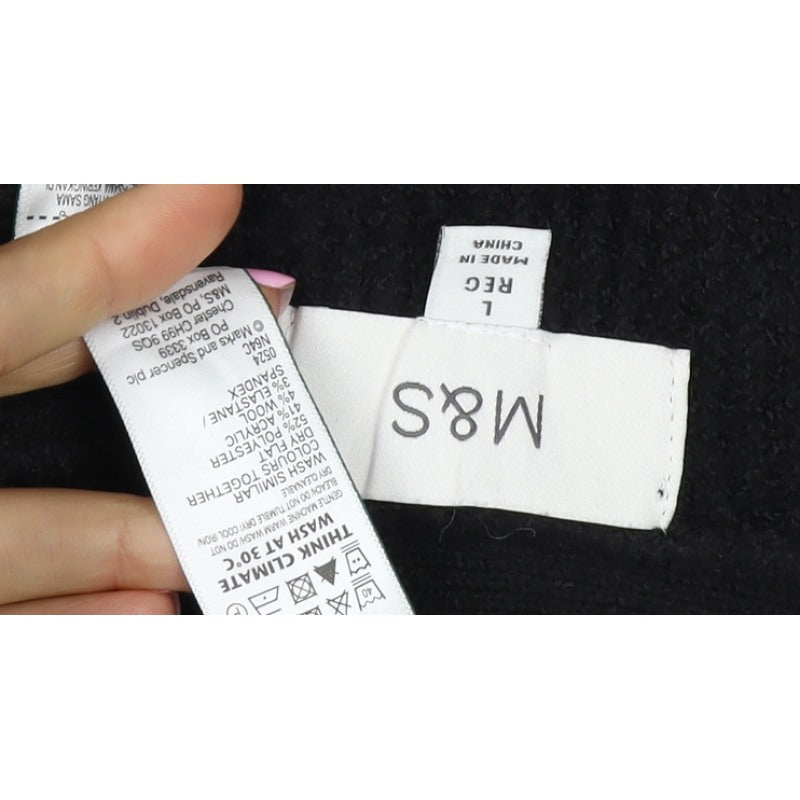 Marks and Spencer Women’s Black L Shawl Collar Waffle Knit Cardigan